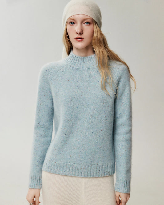 Pure Cashmere Mock Neck Raglan Sleeve Sweater