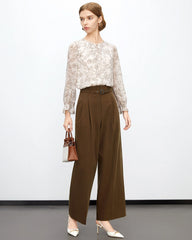 Rose Sketch Floral Silk Blouse