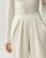 Ruched Straight-Leg Cashmere Wool Pants