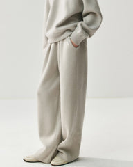 Ruched Straight-Leg Cashmere Wool Pants
