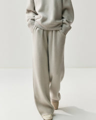 Ruched Straight-Leg Cashmere Wool Pants