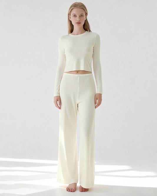 Silk Blend Jersey Long Sleeve Pajama Set