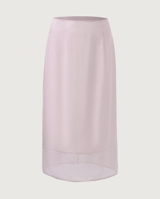 Silk Chiffon Straight Skirt with Back Slit