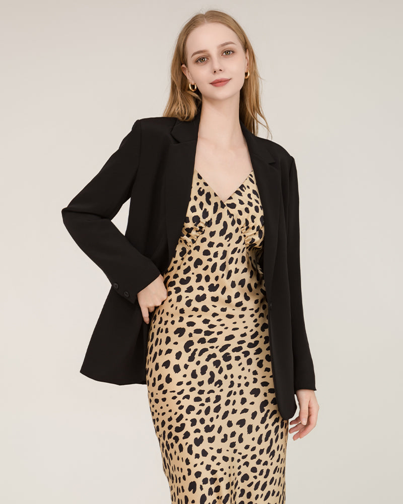 40 Momme Silk Peak Collar Blazer Black