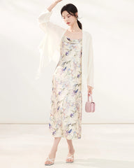 Silk Double Crepe Tie-Front Cardigan