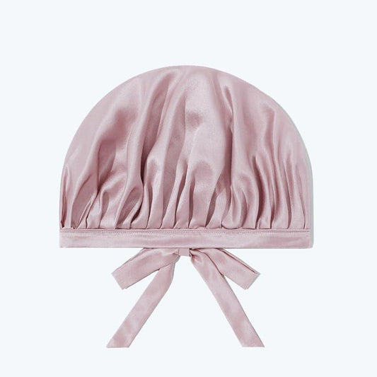 Silk Hair Care Sleep Cap With Bow Knot Pink