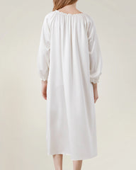 Silk Long Sleeve Nightgown with Ruched Detail