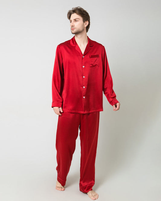 Silk Men's Loosen Long Pajamas