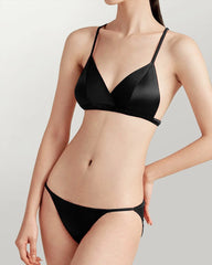 Silk Triangle Bralette and V String Panty Set