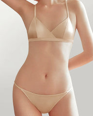 Silk Triangle Bralette and V String Panty Set