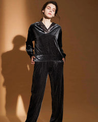 Silk Velvet Hooded Pajama Set