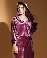 Silk Velvet Hooded Pajama Set