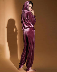 Silk Velvet Hooded Pajama Set