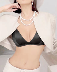 Silk Wireless Bra and V String Thong Set