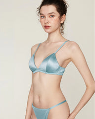 Silk Wireless Bra and V String Thong Set