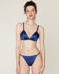 Silk Wireless Bra and V String Thong Set