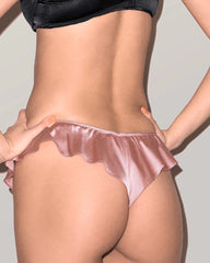 Silk Wireless Triangle Bra and Ruffle Thong Set