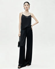 Silky Triacetate Wide Leg Pants