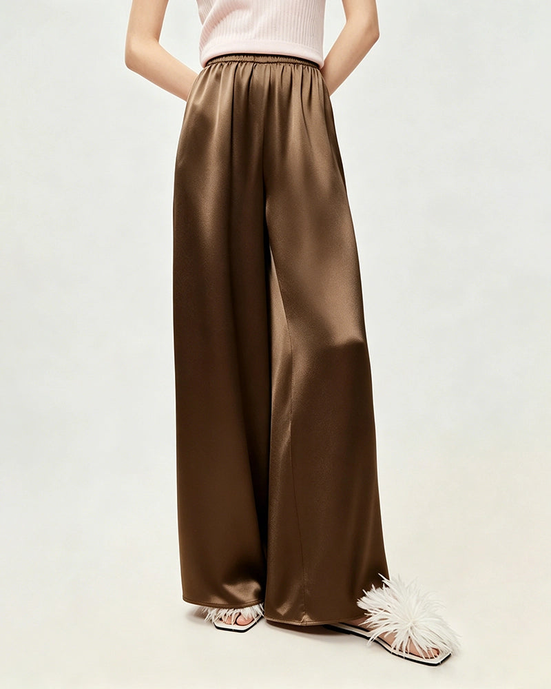 Silky Triacetate Wide Leg Pants