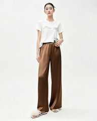 Silky Triacetate Wide Leg Pants