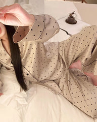Small Polka Dot Long Sleeve Silk Pajama Set
