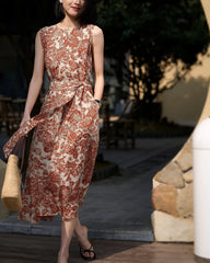 Terracotta Paisley Print Silk Dress