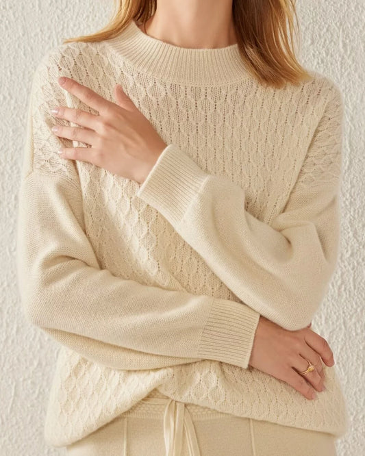 Textured Knit Pattern Cashmere Sweater