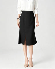 Triacetate High Waist Slit Hem Skirt