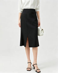Triacetate High Waist Slit Hem Skirt