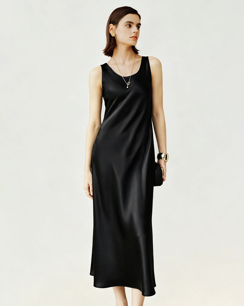 Triacetate Bias Cut Sleeveless Maxi Dress