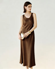 Triacetate Bias Cut Sleeveless Maxi Dress
