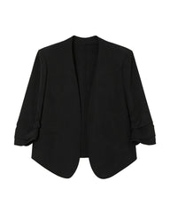 Triacetate Collarless Cropped Blazer with Silk Lining