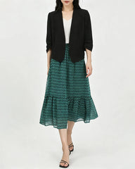 Triacetate Collarless Cropped Blazer with Silk Lining