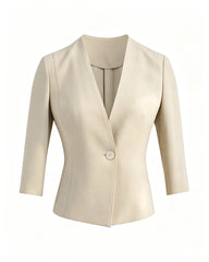 Triacetate Collarless V Neck Blazer