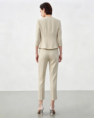 Triacetate Collarless V Neck Blazer