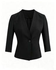 Triacetate Collarless V Neck Blazer