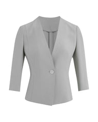 Triacetate Collarless V Neck Blazer