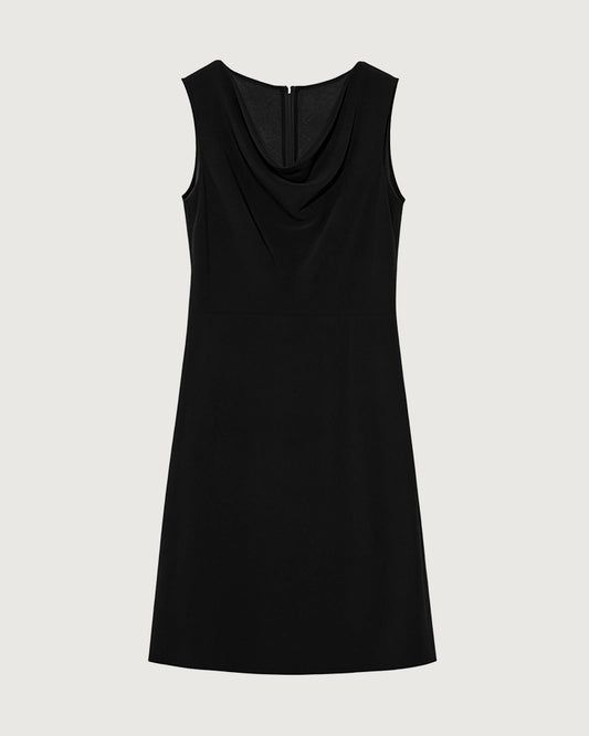 Triacetate Cowl Neck A Line Knee Length Dress