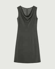 Triacetate Cowl Neck A Line Knee Length Dress