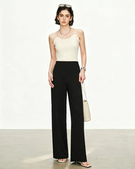 Triacetate Elastic Waist Wide Leg Pants