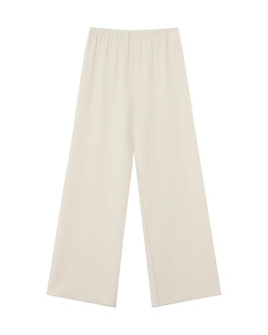 Triacetate Elastic Waist Wide Leg Pants