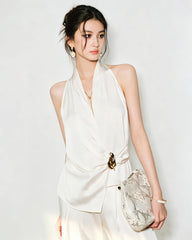 Triacetate Halter Draped Top