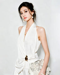 Triacetate Halter Draped Top