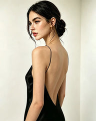 Triacetate Halter Maxi Dress with Silk Lining