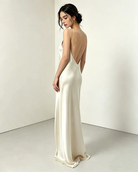 Triacetate Halter Maxi Dress with Silk Lining