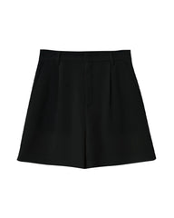 Triacetate High Waisted Pleated Wide Leg Shorts