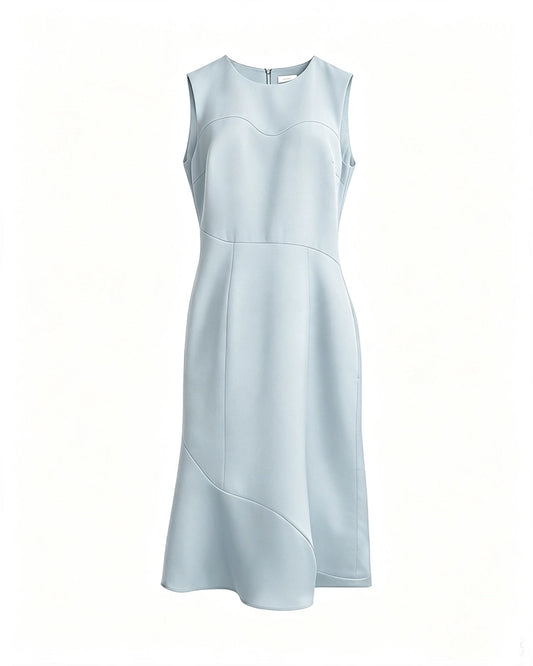 Triacetate Midi Dress with Asymmetric Hem