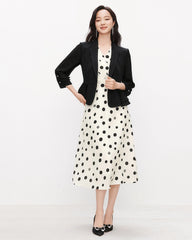 Triacetate Peplum Blazer with Silk Lining