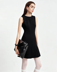 Triacetate Pleated Flare Mini Dress