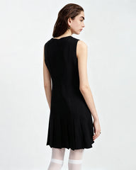 Triacetate Pleated Flare Mini Dress